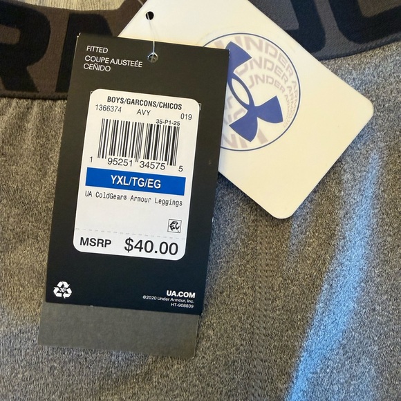 Under Armour Boys Heather Gray Cold Gear Leggings Size XL NEW WITH TAGS - Picture 5 of 5